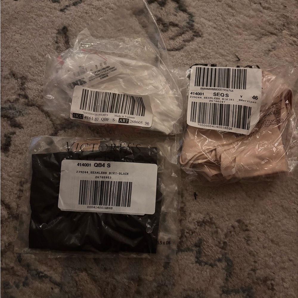 Victoria's Secret Seamless Bikini Panty Trio - Black, White, Nude